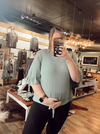 GO WITH THE FLOW FRONT TIE BLOUSE
