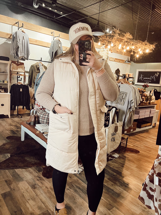 CREAM LONG VEST