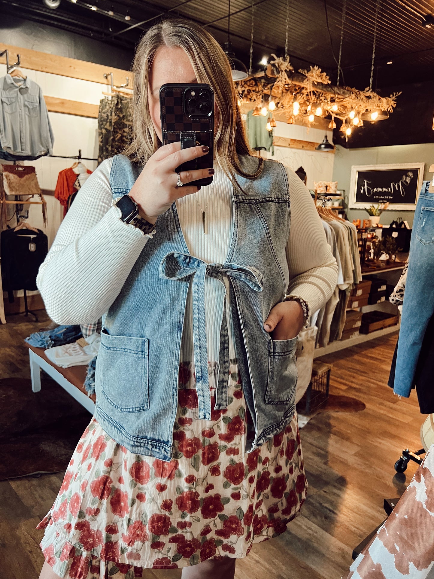 DENIM & BOW VEST