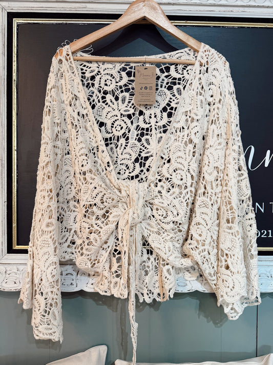 CROCHET FLORAL KIMONO WRAP