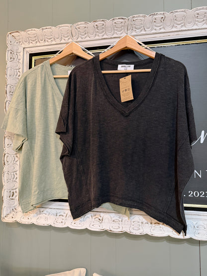 LAZY SUNDAY V-NECK TOP