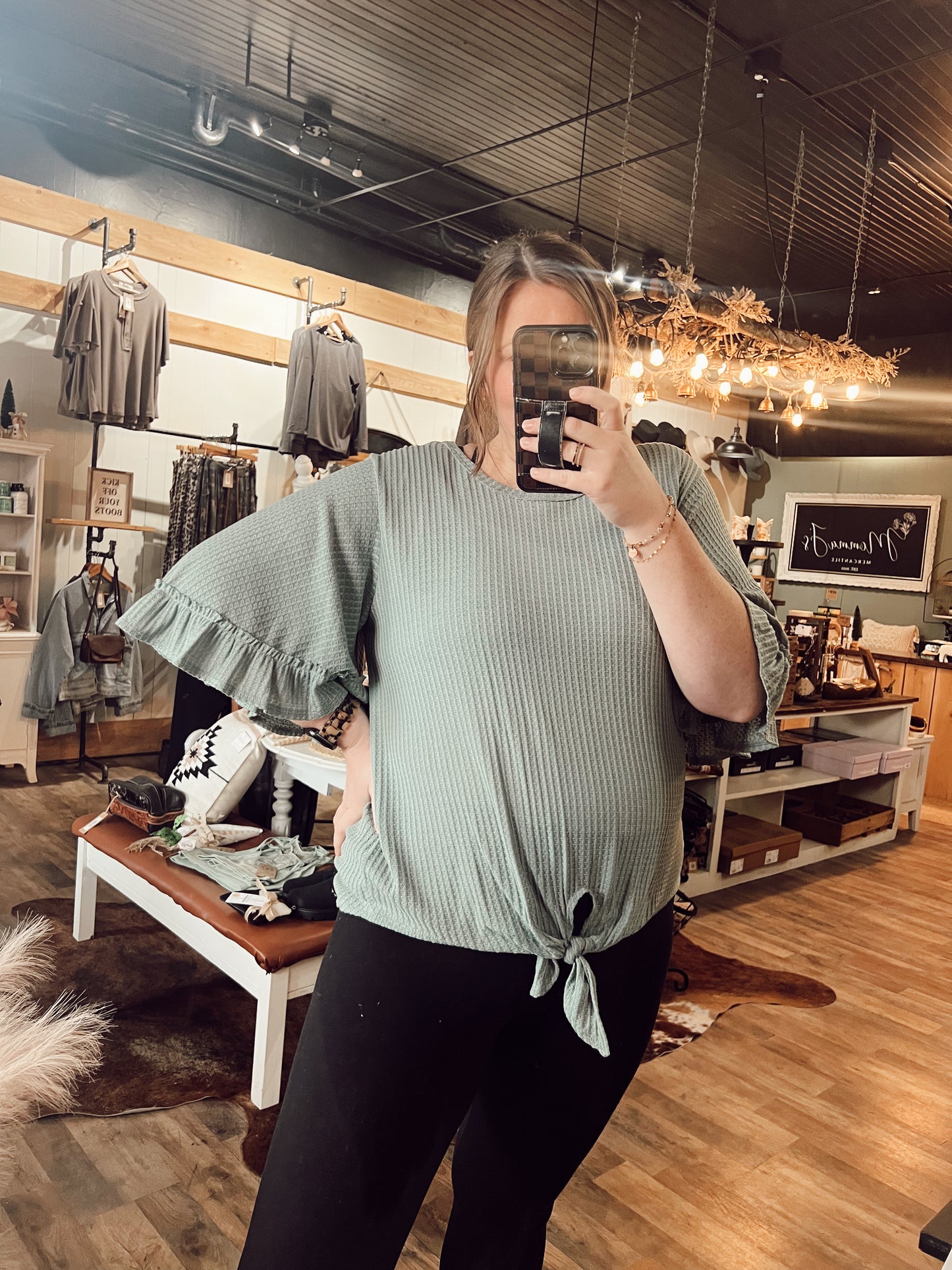 GO WITH THE FLOW FRONT TIE BLOUSE