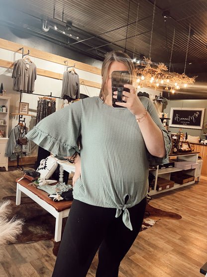 GO WITH THE FLOW FRONT TIE BLOUSE