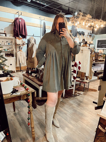 BUTTON DOWN SHIRT DRESS