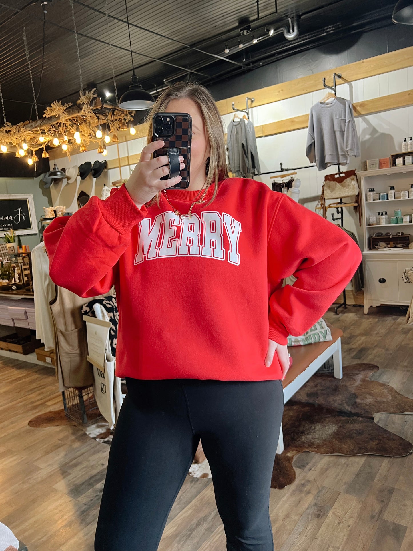 RED MERRY SWEATSHIRT