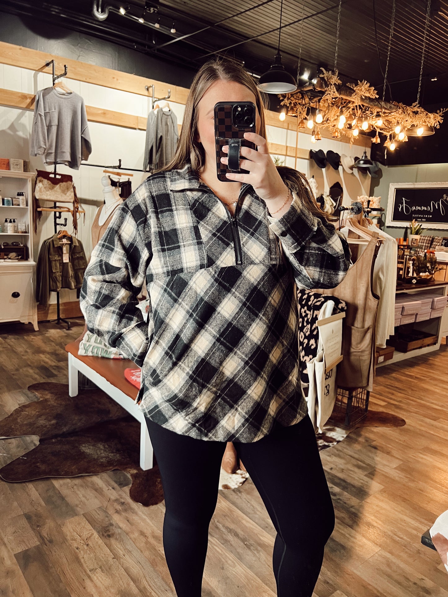 WHISKEY RIFF PULLOVER FLANNEL: DARK