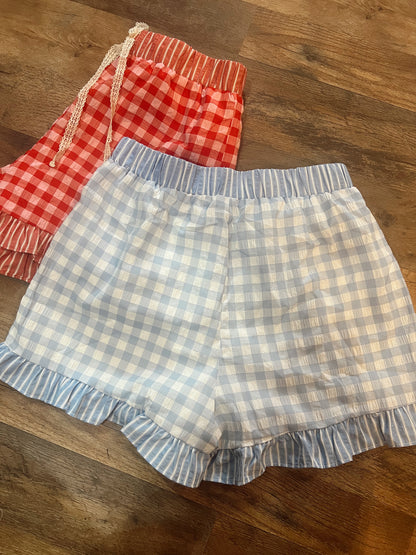 GINGHAM RUFFLE SHORTS