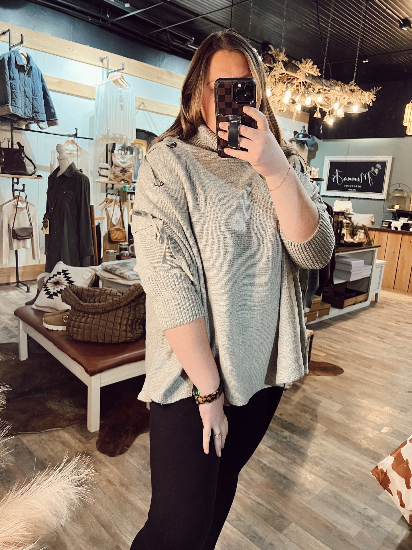 LACE UP SLEEVE TURTLE NECK TUNIC
