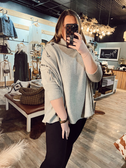 LACE UP SLEEVE TURTLE NECK TUNIC