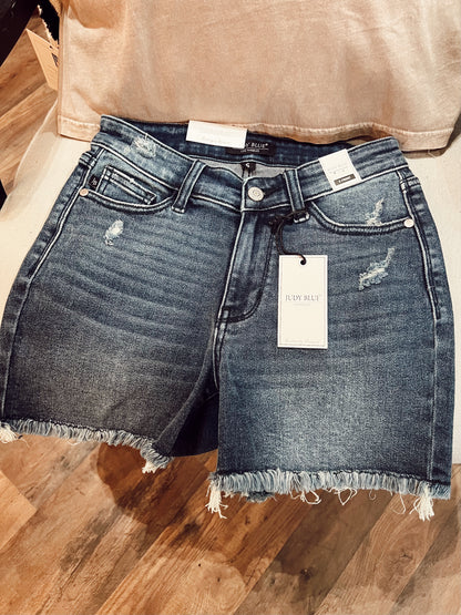JUDY BLUE: HIGH WAIST V FRONT SHORTS