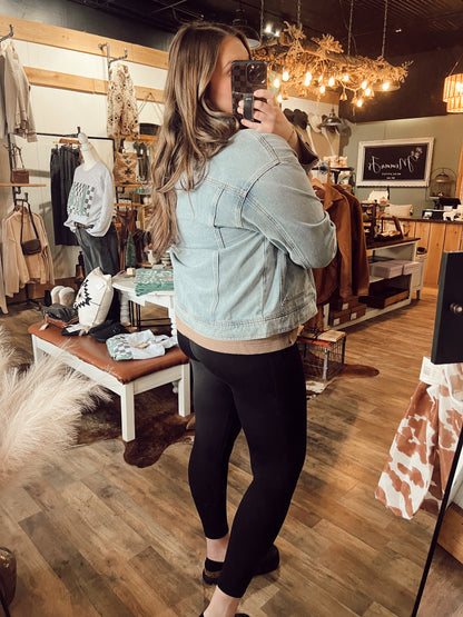 VINTAGE WASH ZIP UP DENIM JACKET