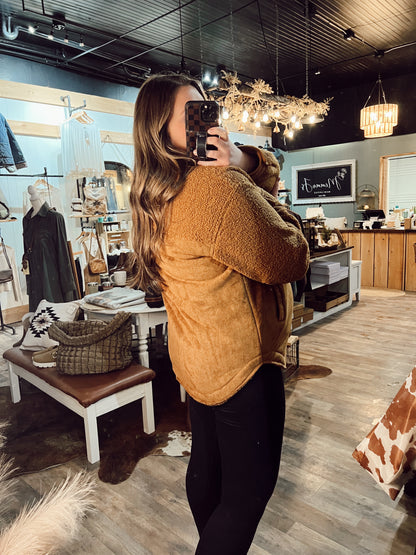 SHERPA SUEDE BUTTON UP JACKET