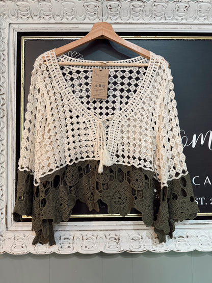 BOHO COLOR BLOCK CROCHET TOP