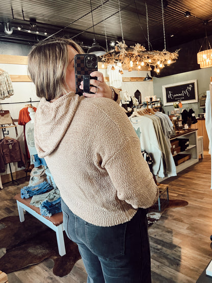 CROP KNIT HOODIE SWEATER