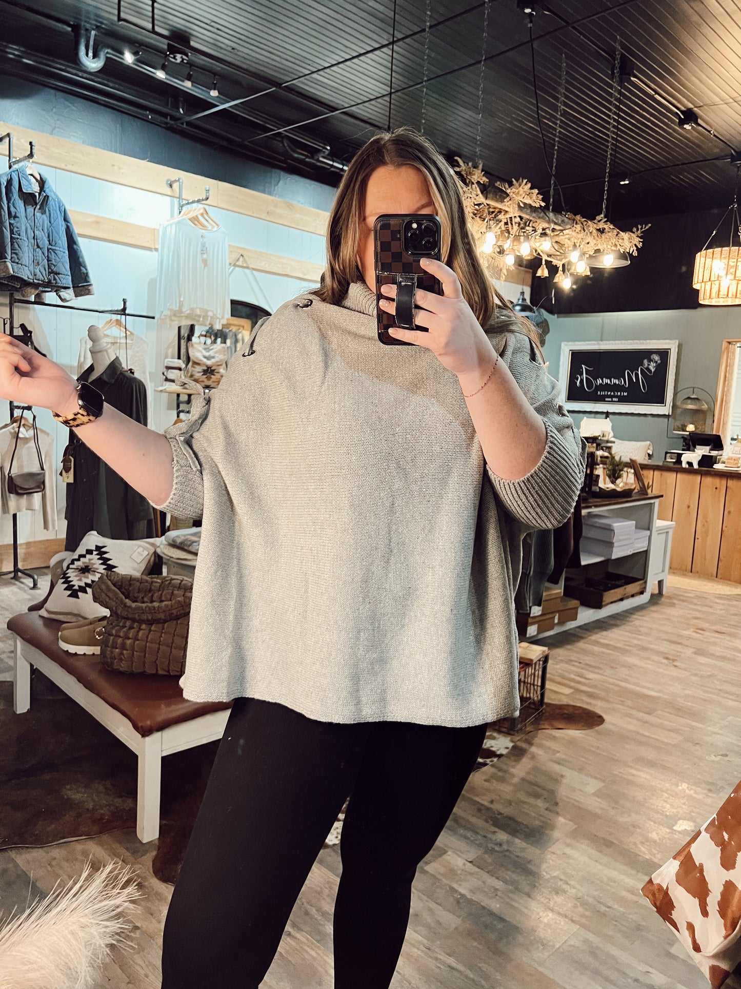 LACE UP SLEEVE TURTLE NECK TUNIC