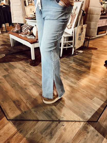 FRONT TIE SIDE SPLIT JEAN