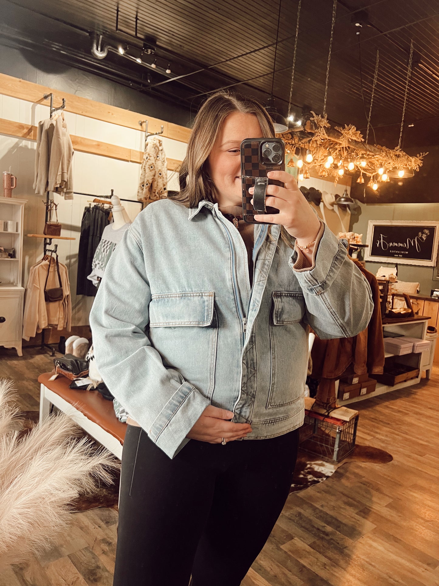 VINTAGE WASH ZIP UP DENIM JACKET