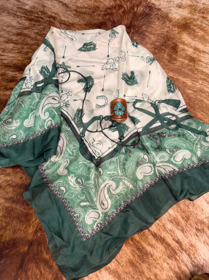 LOYAL WEST SCARF: COWGIRL GREEN