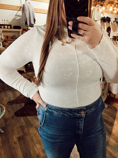 FLORAL MOCK NECK TOP