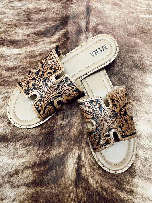 CARMINA HAND TOOLED SANDALS