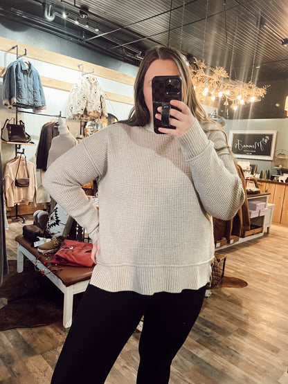 WAFFLE KNIT SWEATER