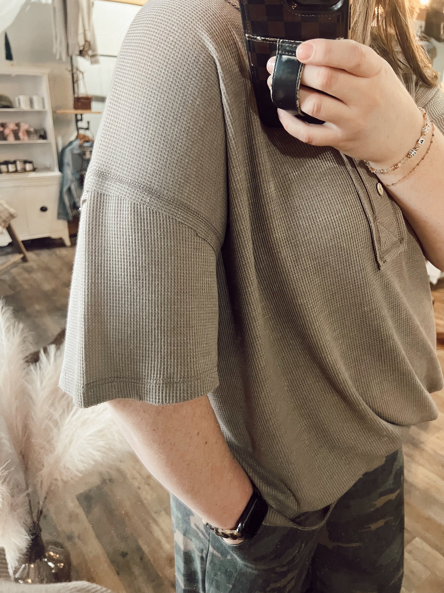 MOCHA HENLEY TOP