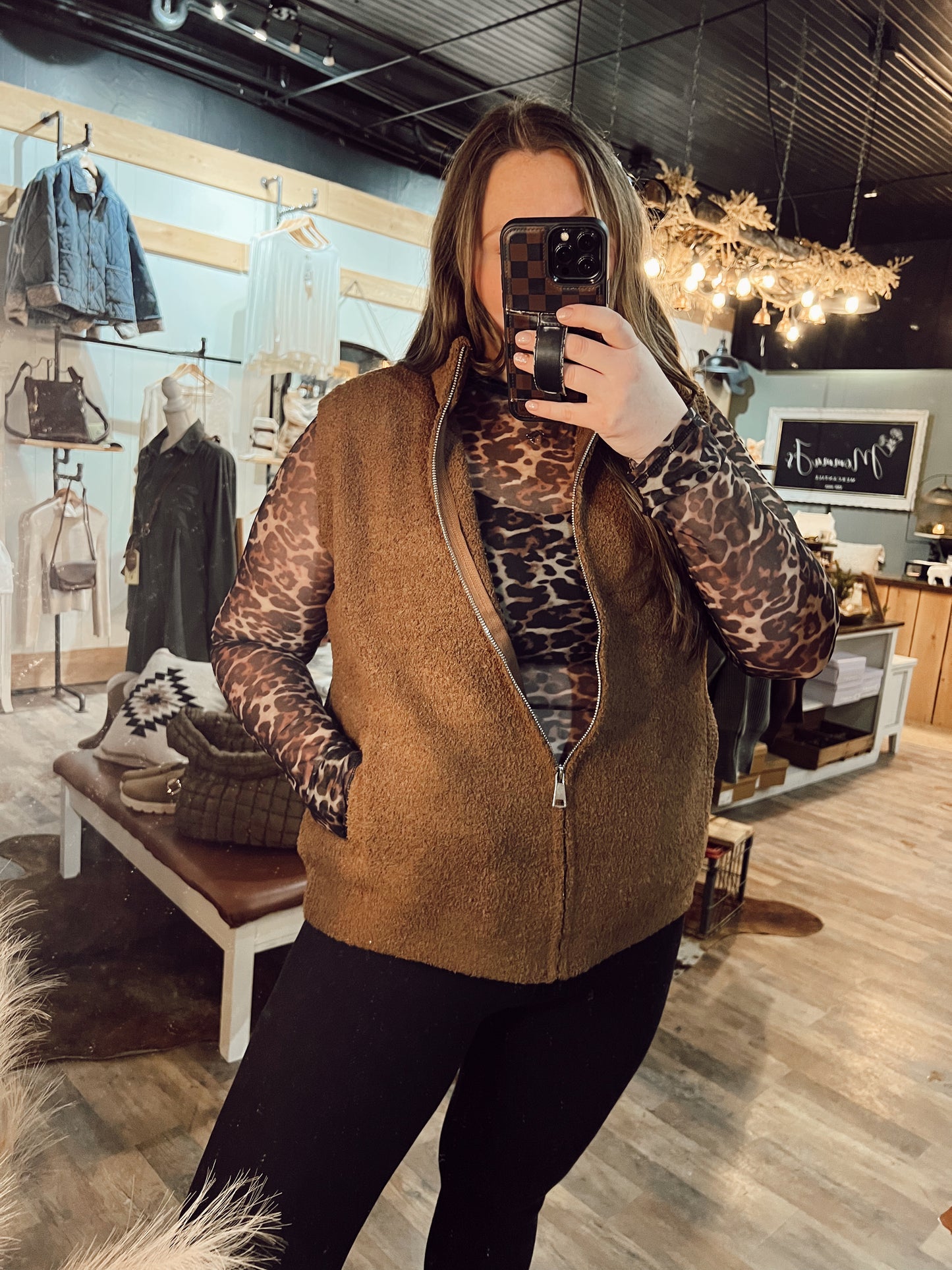 LEOPARD SEMI-SHEER MESH TOP