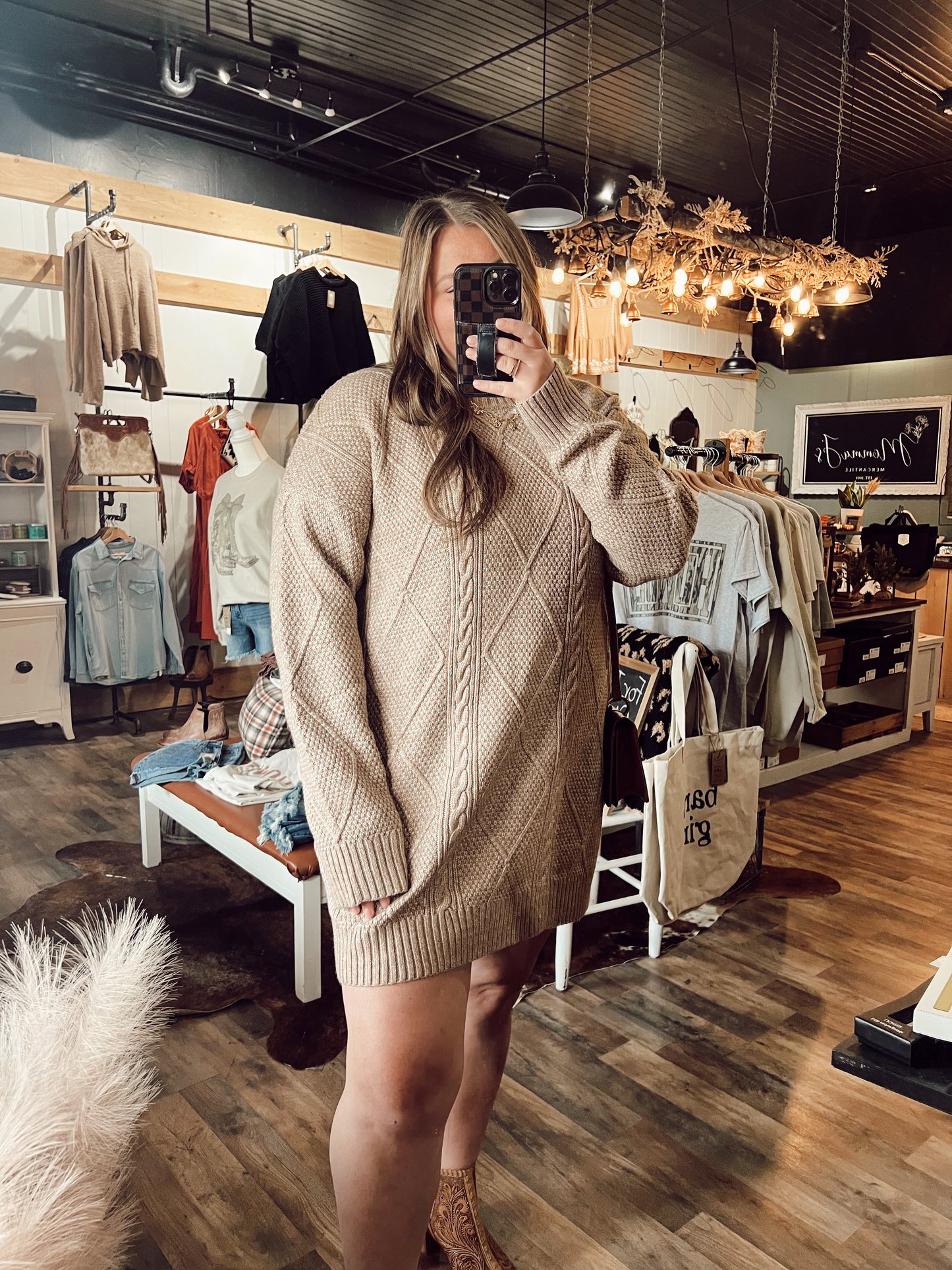 CABLE KNIT SWEATER DRESS