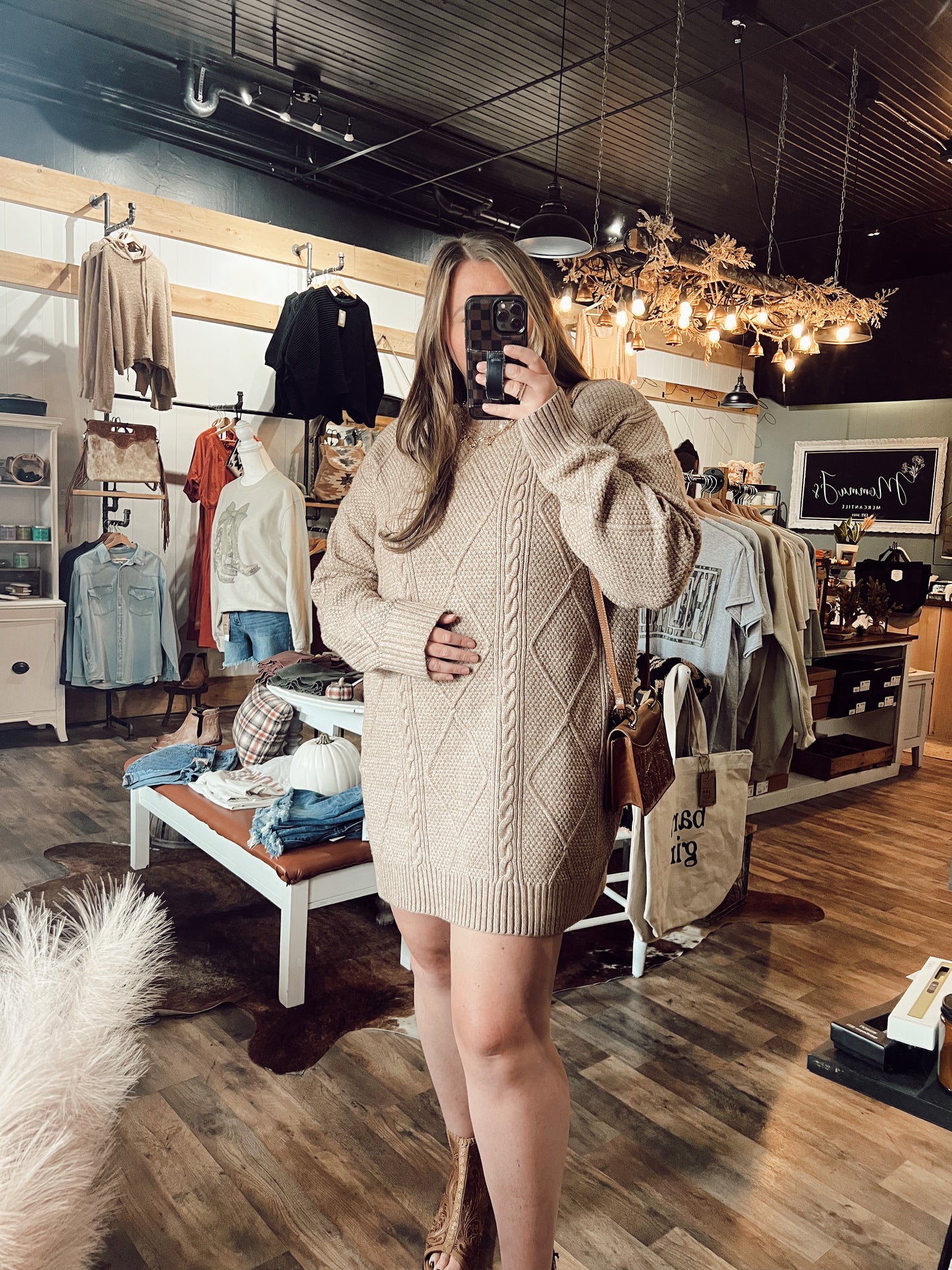 CABLE KNIT SWEATER DRESS