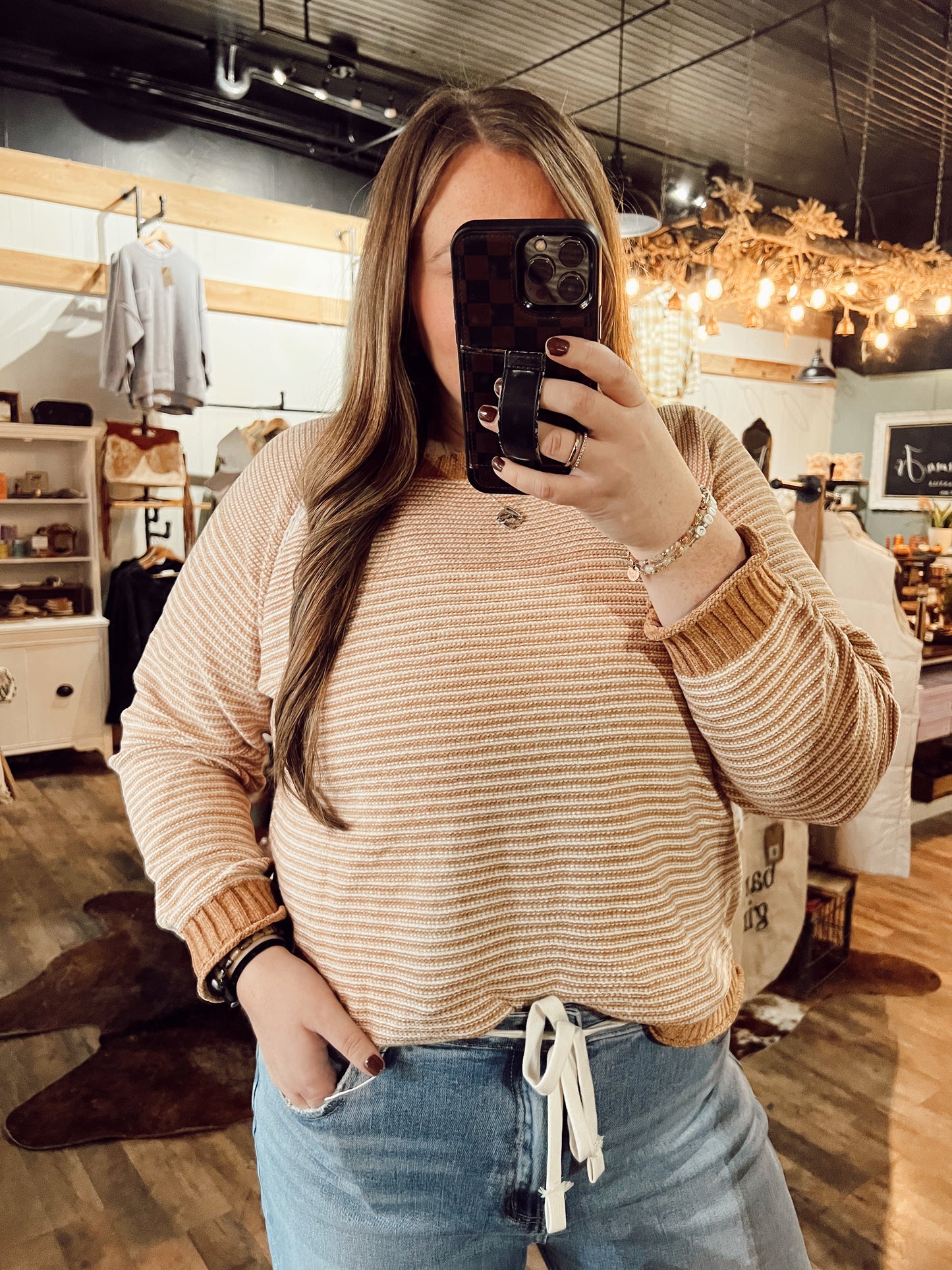 CHENILLE STRIPED SWEATER