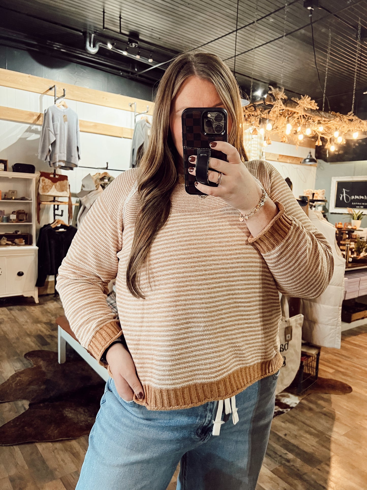 CHENILLE STRIPED SWEATER