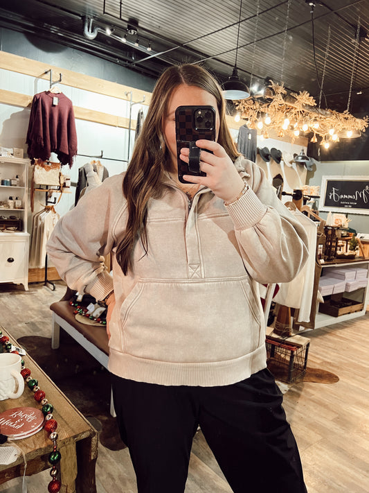 VINTAGE QUARTER ZIP HOODIE