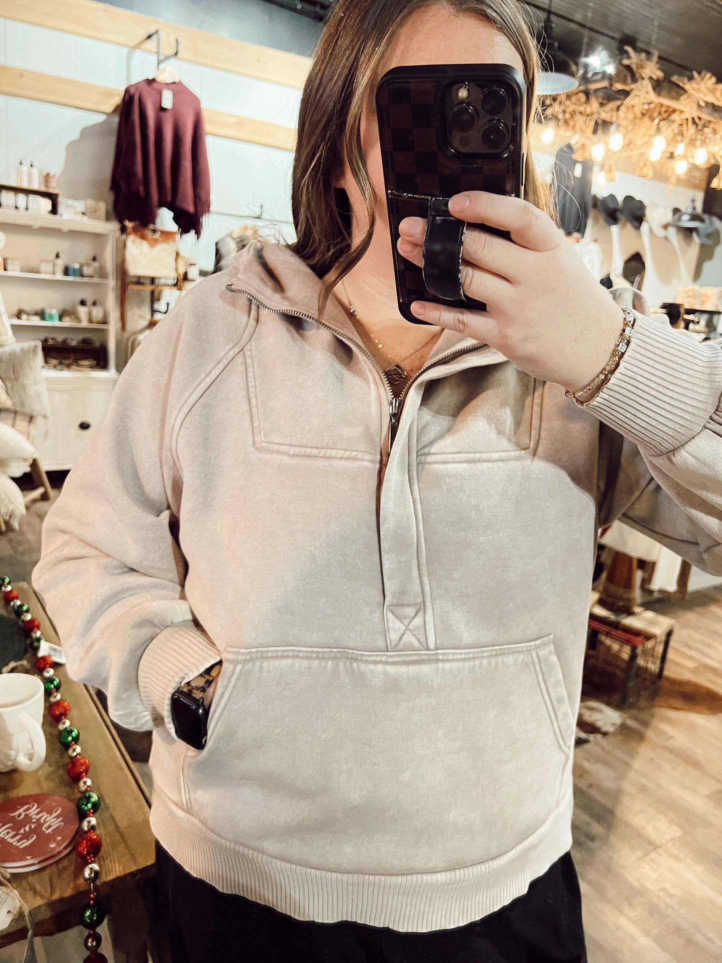 VINTAGE QUARTER ZIP HOODIE