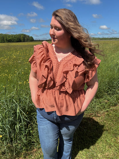 SWEET AS SUGAR RUFFLED BLOUSE