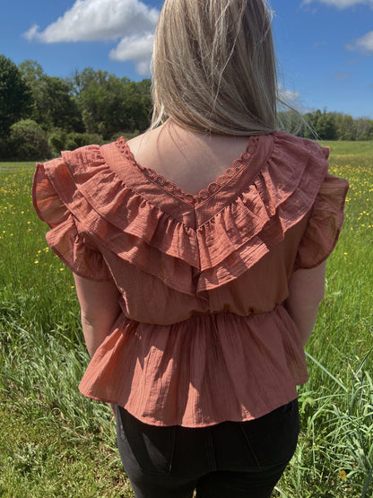 SWEET AS SUGAR RUFFLED BLOUSE