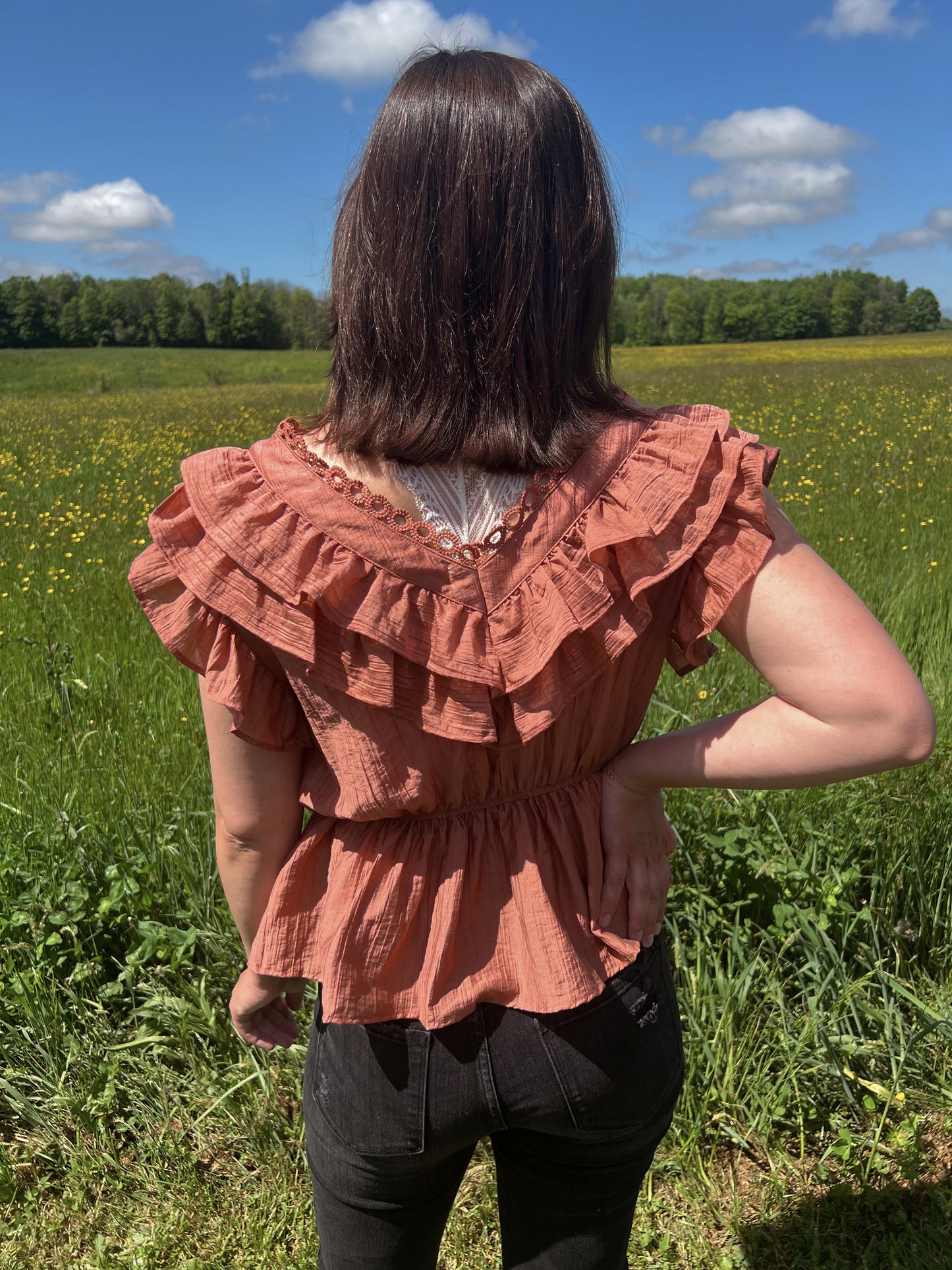 SWEET AS SUGAR RUFFLED BLOUSE