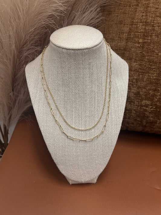 DOUBLE DOWN GOLD CHAIN NECKLACE