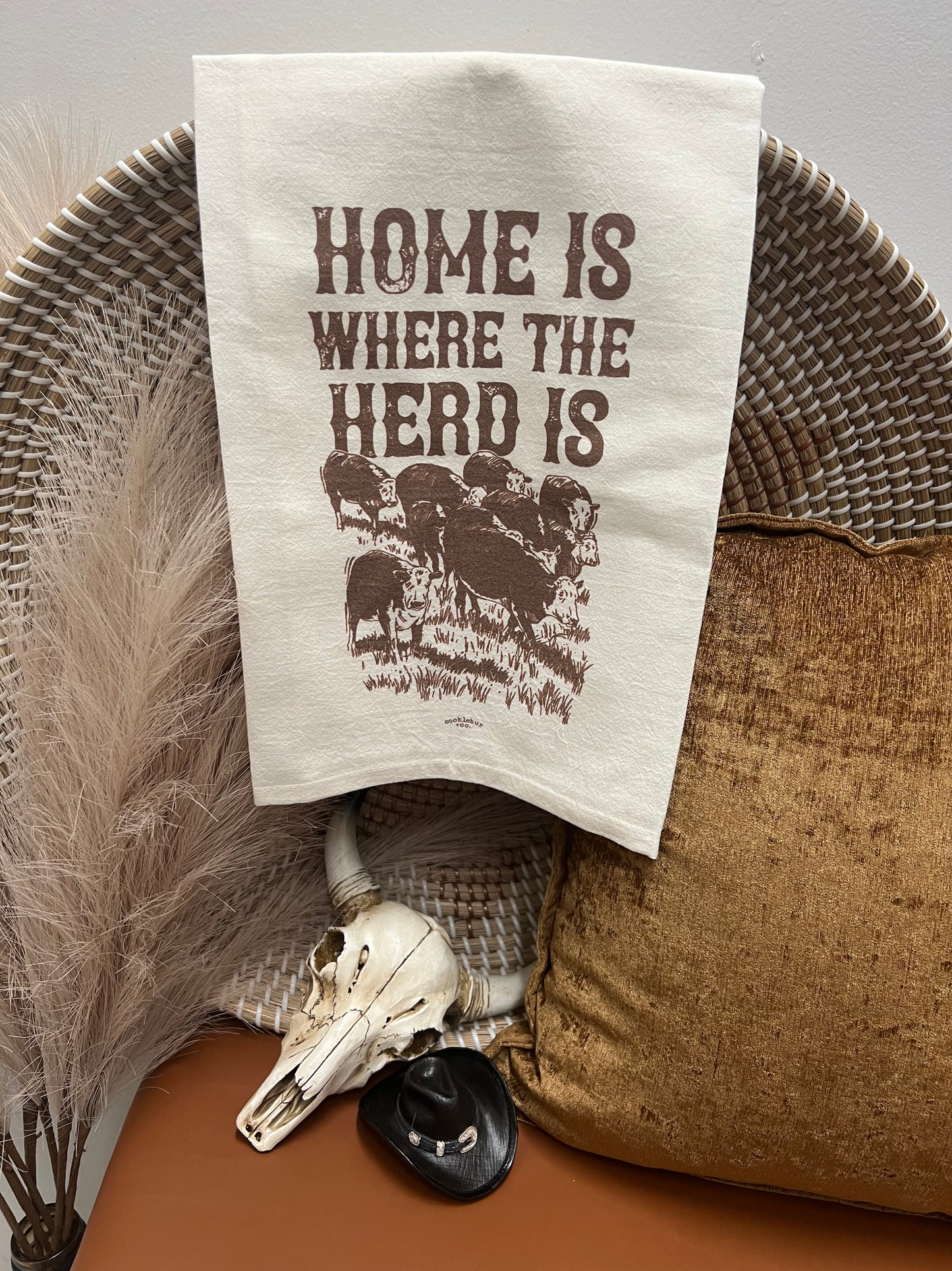 HOME IS WHERE THE HERD IS TEA TOWEL