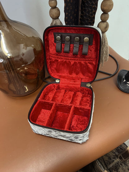 COWHIDE & TOOLED LEATHER JEWELRY CASE