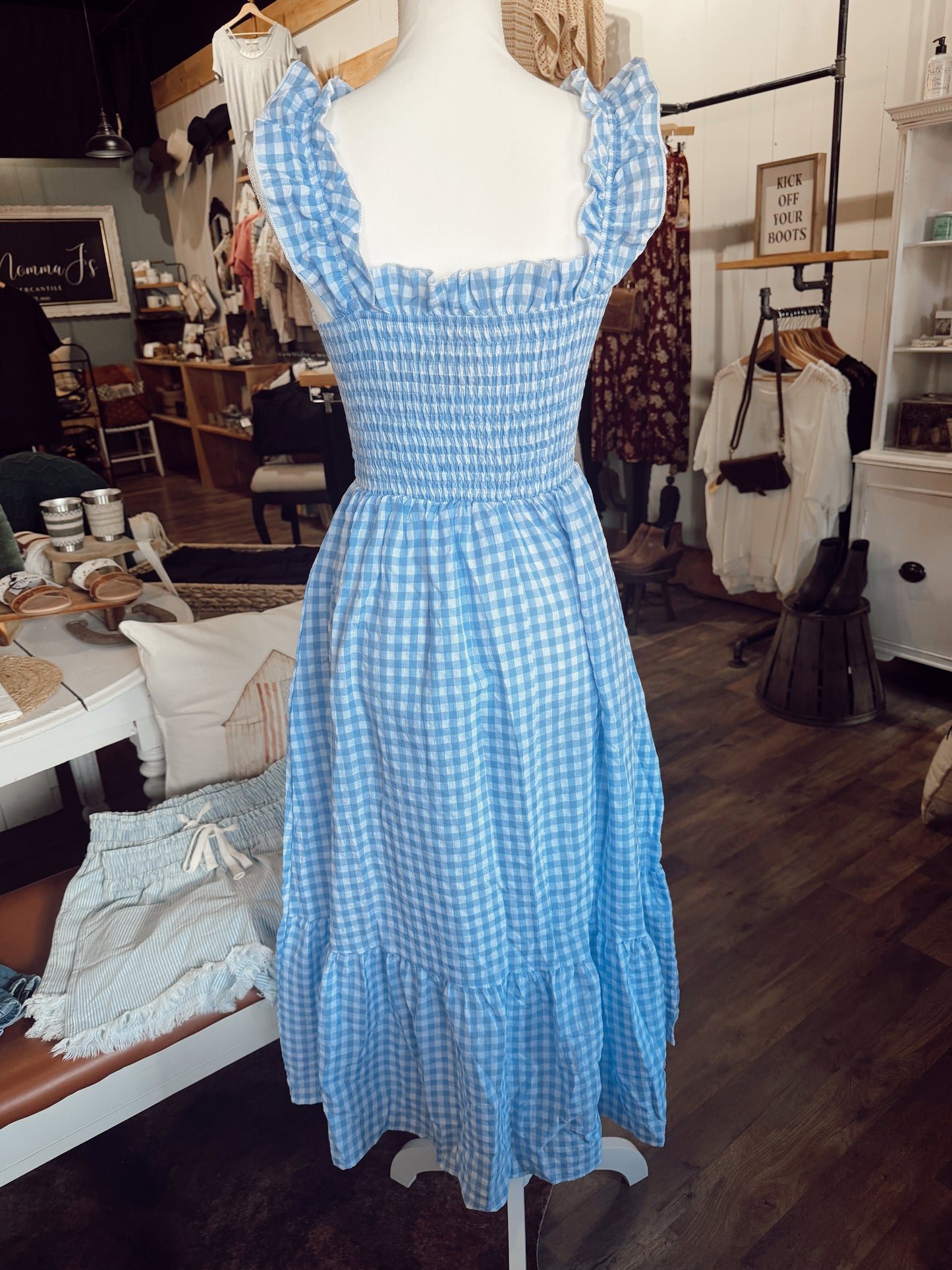 GINGHAM MIDI DRESS