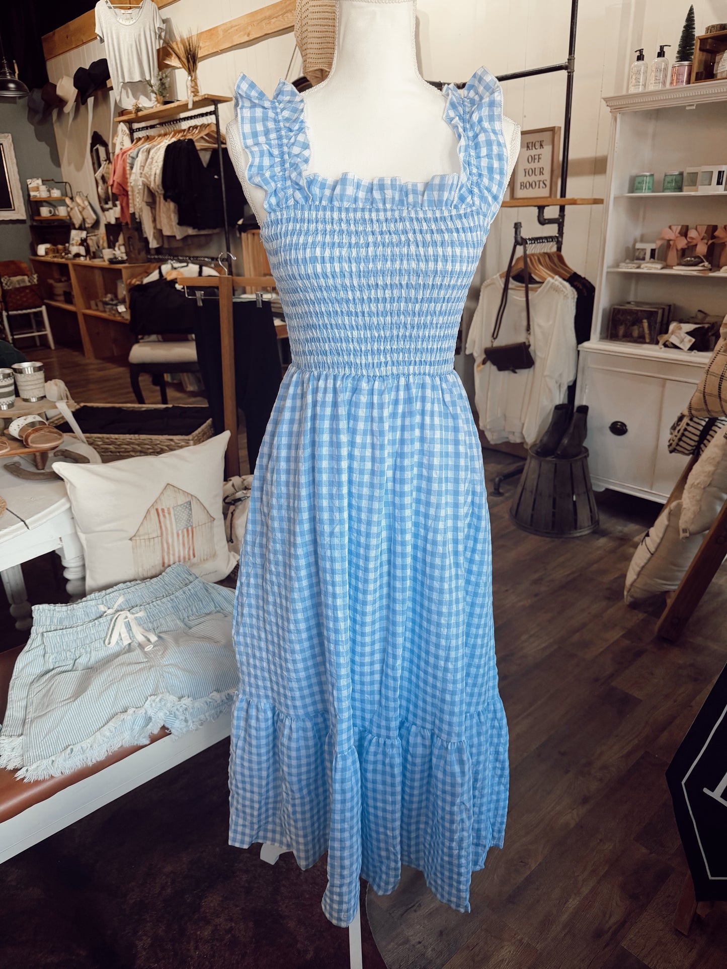 GINGHAM MIDI DRESS