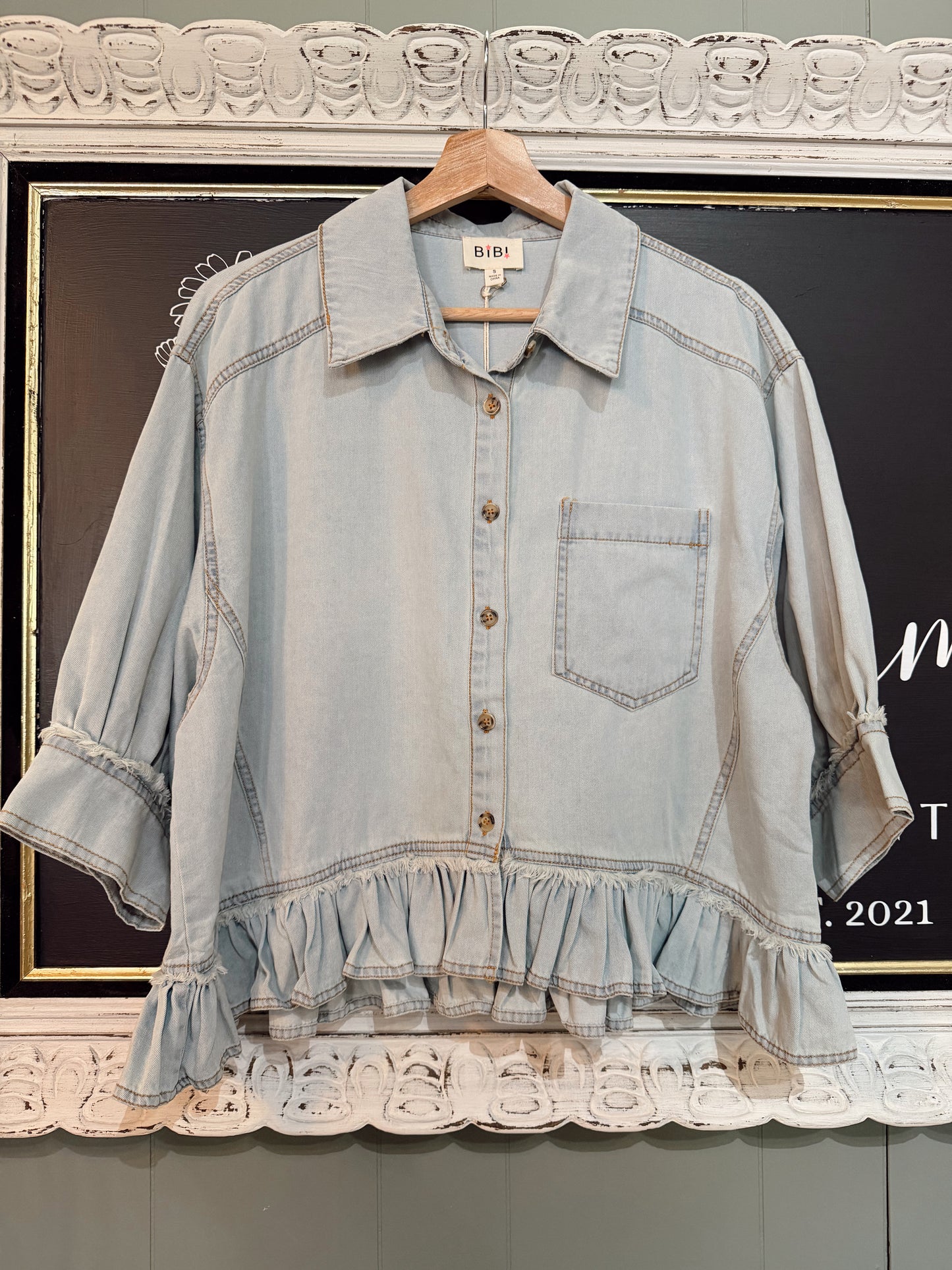 ALAINA BUTTON UP DENIM TOP