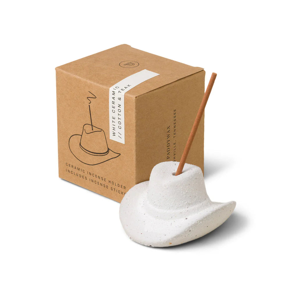 COWBOY HAT INCENSE HOLDER: WHITE