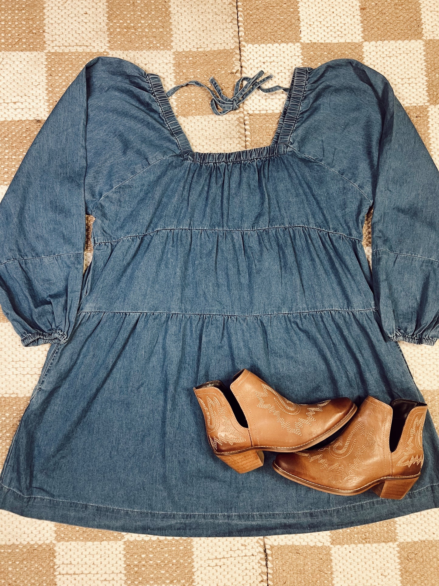 SQUARE DANCE DENIM DRESS