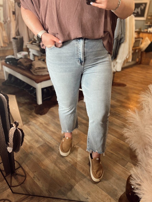 RISEN HIGH RISE CROP FLARE JEANS