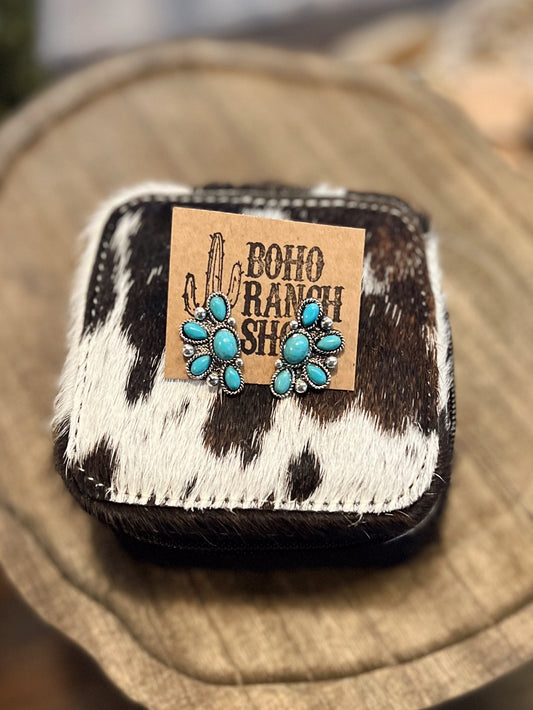 OVAL TURQUOISE STONE STUDS