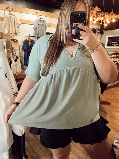 SAGE DOLMAN BABYDOLL BLOUSE
