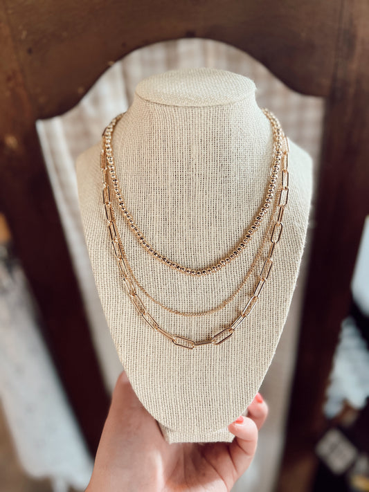TRIPLE STACK CHAIN NECKLACE