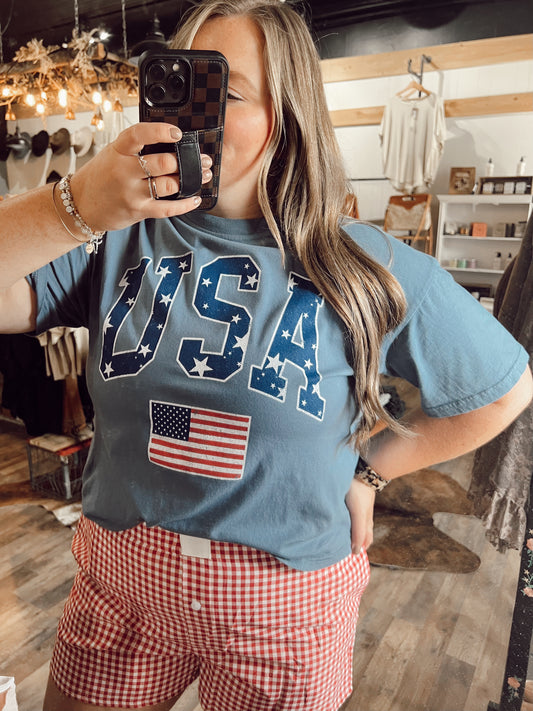 USA LONG CROP TEE