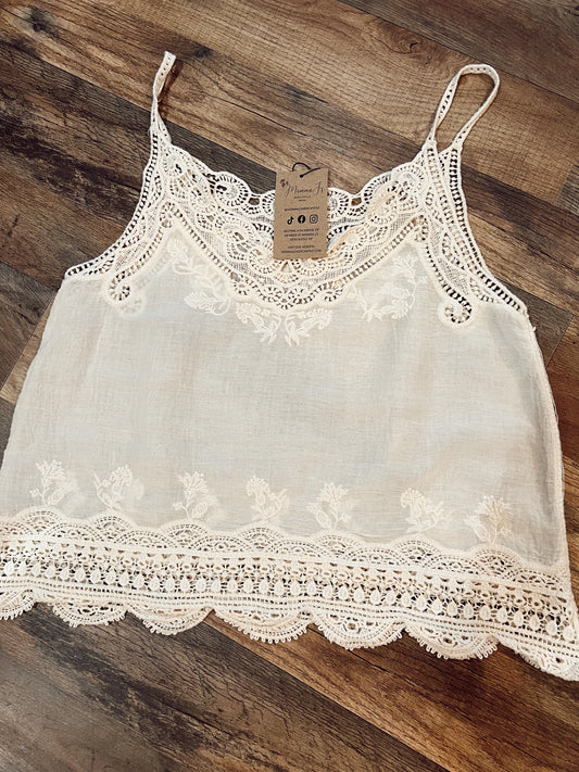 DAHLIA BOHO EMBROIDERED TANK TOP